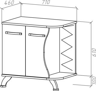 Тумба под раковину Bellezza Рио 70см левая красный/чёрный 00000001445