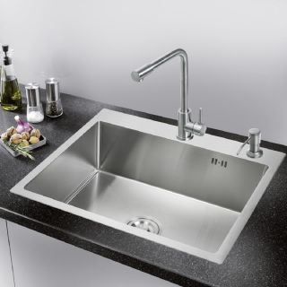 Кухонная мойка РМС MR-5843 с корзиной и дозатором нержавеющая сталь