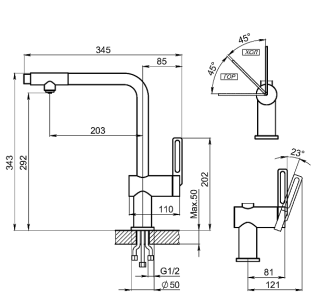 Смеситель для кухни Granula 8169, ТУРМАЛИН Турмалин