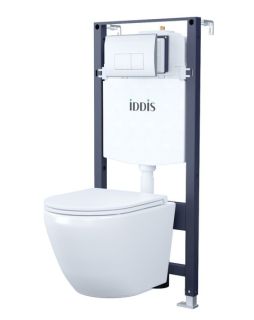Комплект 3в1 IDDIS Basic BASBQ01i73 подвесной унитаз с инсталляцией и хромированной клавишей смыва