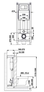 Инсталляция для унитаза Berges ATOM 410 кнопка soft touch чёрный 040332