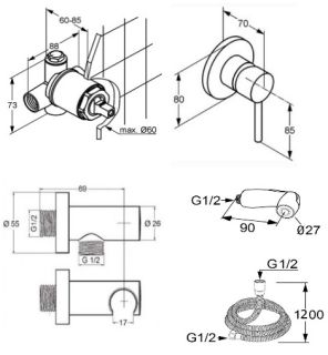 Гигиенический душ со смесителем Kludi Bozz хром 389990576