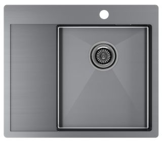 Мойка кухонная Paulmark Kroner PM225951-GMR правая воронёная сталь