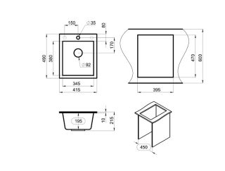 Мойка кухонная Granula Kitchen Space 4201, ГРАФИТ