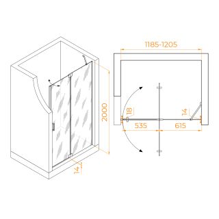Душевая дверь RGW HO-014Gr 350601412-110 120см серый