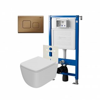 Комплект унитаза с инсталляцией Point Элемент PN48243BB с сиденьем Микролифт