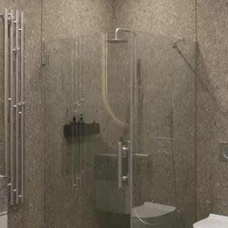 Душевой уголок на петлях by Deonria U-100-99-8-T-HG 100x94см хром глянцевый/прозрачный