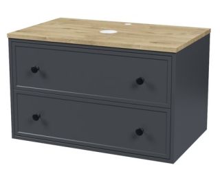 Тумба подвесная IDDIS Torr TOR80DVi95K со столешницей 80см дуб верона/тёмно-серый