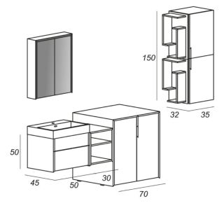 Полка подвесная Cezares 30x75 Frassino scuro Space 55048