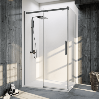 Душевой уголок Veconi Rovigo RV-070GR, 1200х800х1950, брашированный графит, прозрачное стекло