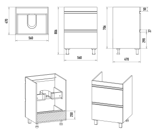Напольная тумба под раковину Misty Ингрид П-Инг-01060-012Я 56 см белый