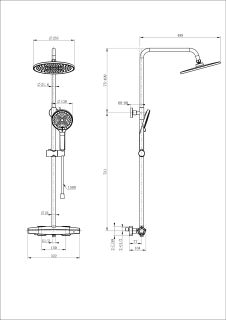 Душевая стойка Wonzon & Woghand Neo WW-B3045-A-CR с термостатом хром