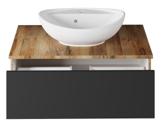 Подвесная тумба под раковину Misty Ива 90см графит/дуб Вотан