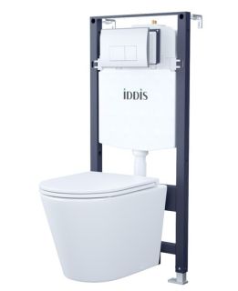 Комплект 3в1 IDDIS Basic BASC010i73 подвесной унитаз с инсталляцией и хромированной клавишей смыва