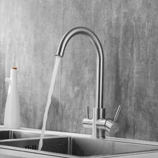 Смеситель для кухни Shevanik S168B с подключением фильтра сатин