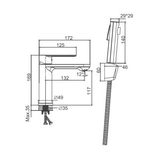 Смеситель для раковины с гигиеническим душем Maretti Florenza FLG32RF70, хром