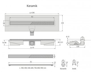 Душевой лоток Berges В1 Keramik Black 095119 80см чёрный матовый