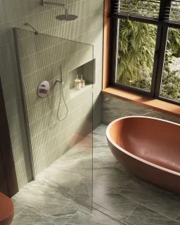 Душевая перегородка в профиле by Deonria P-195-109-8-T-HM 109см хром матовый/прозрачный