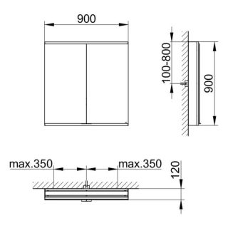 Зеркальный шкаф Keuco Royal Modular 800211091000300 90 см
