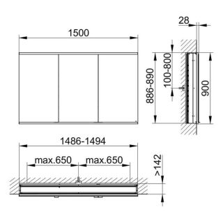 Зеркальный шкаф Keuco Royal Modular 800310151100200 150 см