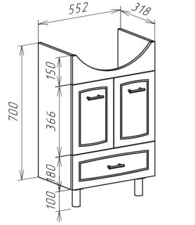 Тумба под раковину Bellezza Классик 60см белый 00000011077