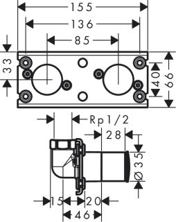 Скрытая часть Hansgrohe Rainfinity Showerpipe 26840180