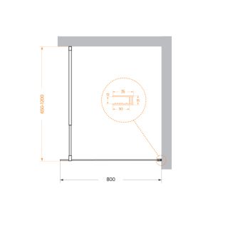 Душевая перегородка BelBagno KRAFT-L-1-80-C-NERO черный