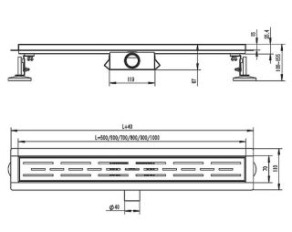 Душевой лоток Raglo R652.80.05 двухсторонняя решетка 80см сатин