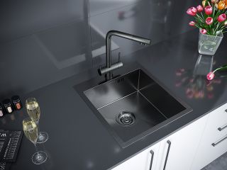 Мойка кухонная Paulmark Kroner PM214551-GM воронёная сталь