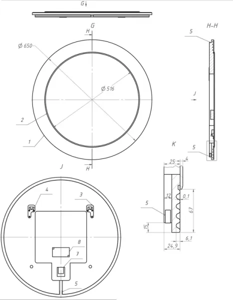 Зеркало La Fenice Terra  FNC-02-TER-BG-65 синее матовое 65 см