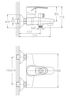 Смеситель для ванны Haiba HB6065 хром