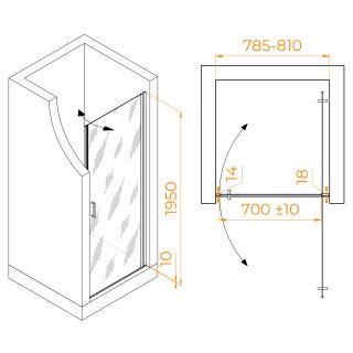 Душевая дверь RGW LE-003Gr 351200308-110 80см серый