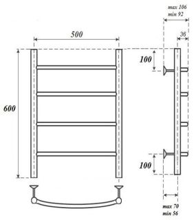 Полотенцесушитель электрический Point Афина PN04156BRE П4 левый/правый 50x60см бронза
