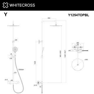 Душевая стойка термостатическая WHITECROSS Y Y1254TOPBL чёрный матовый