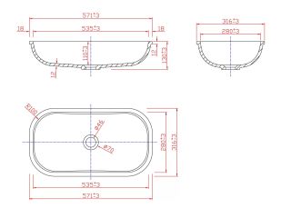 Раковина Montebianco Loreto Sesto 13217 57см белый