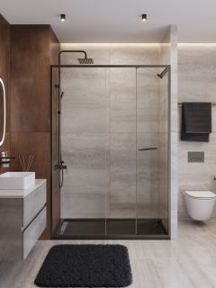 Душевая дверь CEZARES  LUX-B-FS-11-140-C-GM оружейная сталь