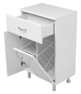 Напольная тумба Misty Люси с бельевой корзиной 50см белый