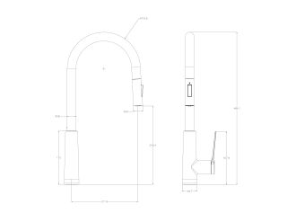 Смеситель для кухни Wonzon & Woghand WW-A20782-BGG с выдвижным изливом тёмный графит