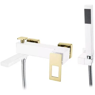 Смеситель для ванны Boheme Q 143-WG белый/золото