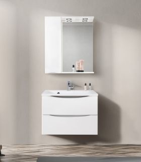 Зеркальный шкаф BelBagno с подсветкой левосторонний 70x75см Bianco Lucido MARINO-SPC-700/750-1A-BL-P-L