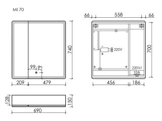 Зеркальный шкаф для ванной с подсветкой Sancos Mirror MI70EG 70 см дуб галифакс натуральный