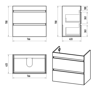 Напольная тумба под раковину Misty Мира 80см белый