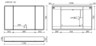 Зеркальный шкаф с LED подсветкой Sancos Mirror MI120ECH 119см дуб чарльстон