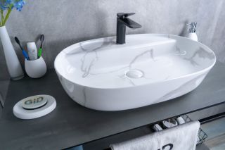 Раковина Gid Mnc346C 54470 накладная под камень глянцевая 61x41x14