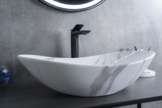 Раковина Gid Mnc811C 54478 накладная под камень глянцевая 61x37x15