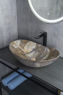 Раковина Gid Mnc811T 54477 накладная под камень глянцевая 61x37x15