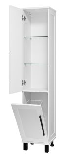 Универсальный шкаф - пенал Misty Модерн 35см с бельевой корзиной левый белый