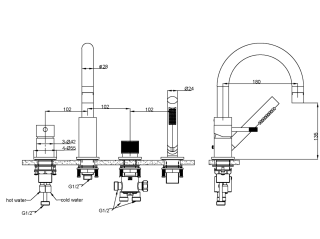 Смеситель на борт ванны Boheme Uno 460-B чёрный