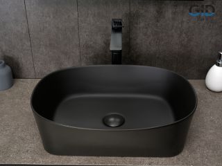 Раковина Gid N9028bg 53380 накладная черная графит 53x36x14