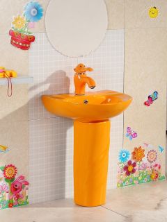 Раковина Gid Nb192-OR 69906 накладная с пъедесталом оранжевая  43x36x51